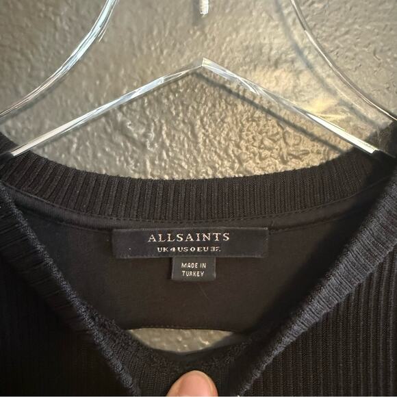 All Saints Molly Long Sleeve Ribbed Open Back Bodysuit Size 0 - Picture 5 of 6